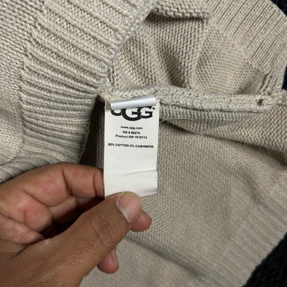 UGG Women Size Small Beige Knit‎ Cowl Neck Sweater M Cotton Cashmere Blend - Picture 4 of 7